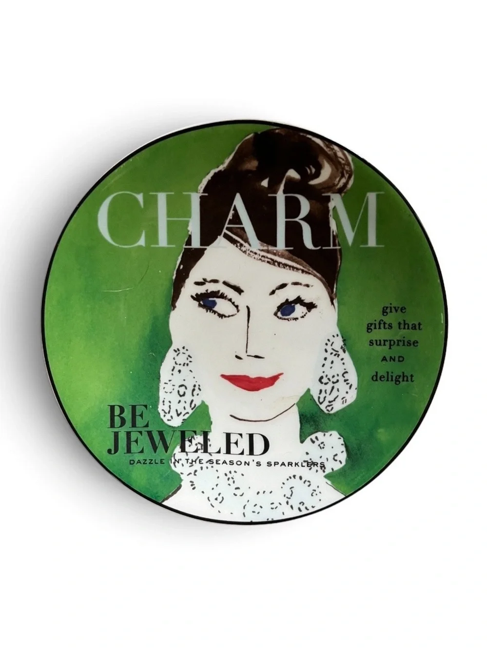 RARE Set of 6 Kate Spade New York Make Headlines Charm Magazine Tidbit Plates